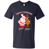Christmas T-Shirt Santa And Reindeer Dilly Dilly - Men's V-Neck