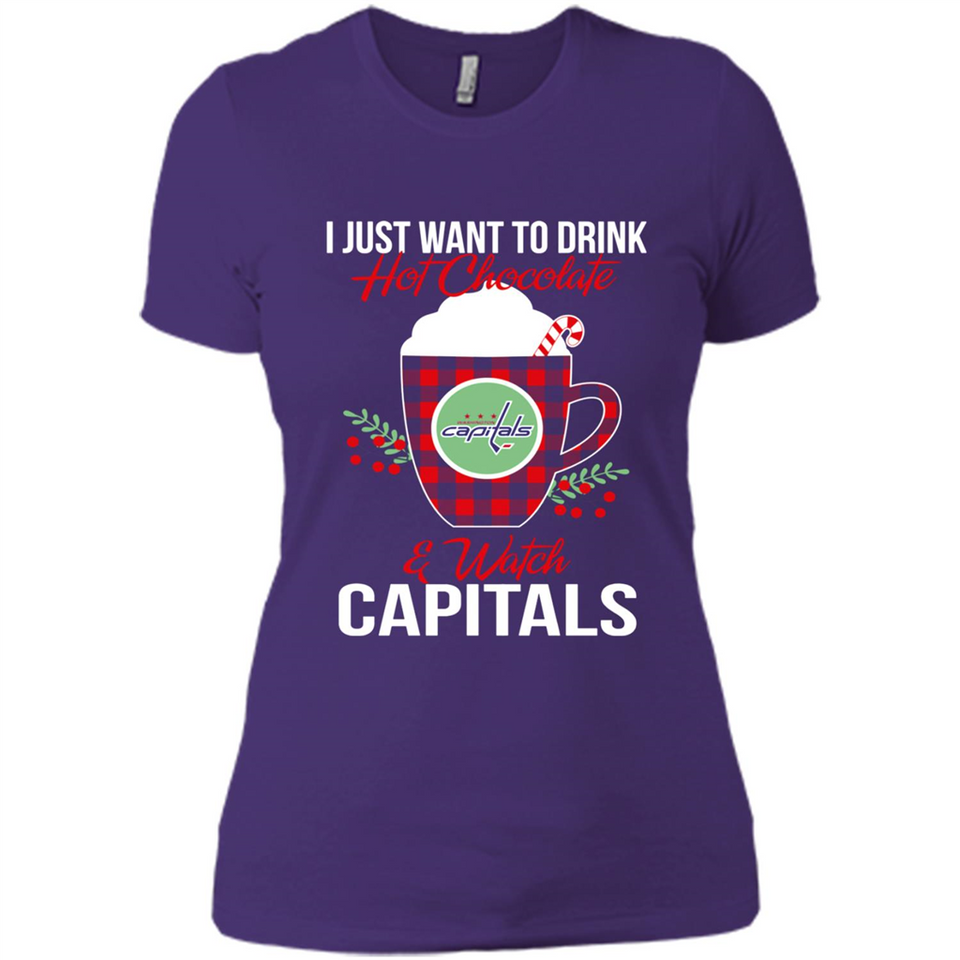 I Just Want To Drink Hot Chocolate & Watch Washington Capitals Ugly Christmas Sweater PINGPONG