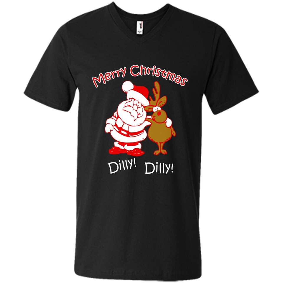 Christmas T-Shirt Santa And Reindeer Dilly Dilly - Men's V-Neck