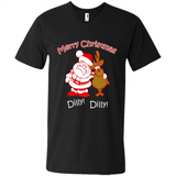 Christmas T-Shirt Santa And Reindeer Dilly Dilly - Men's V-Neck
