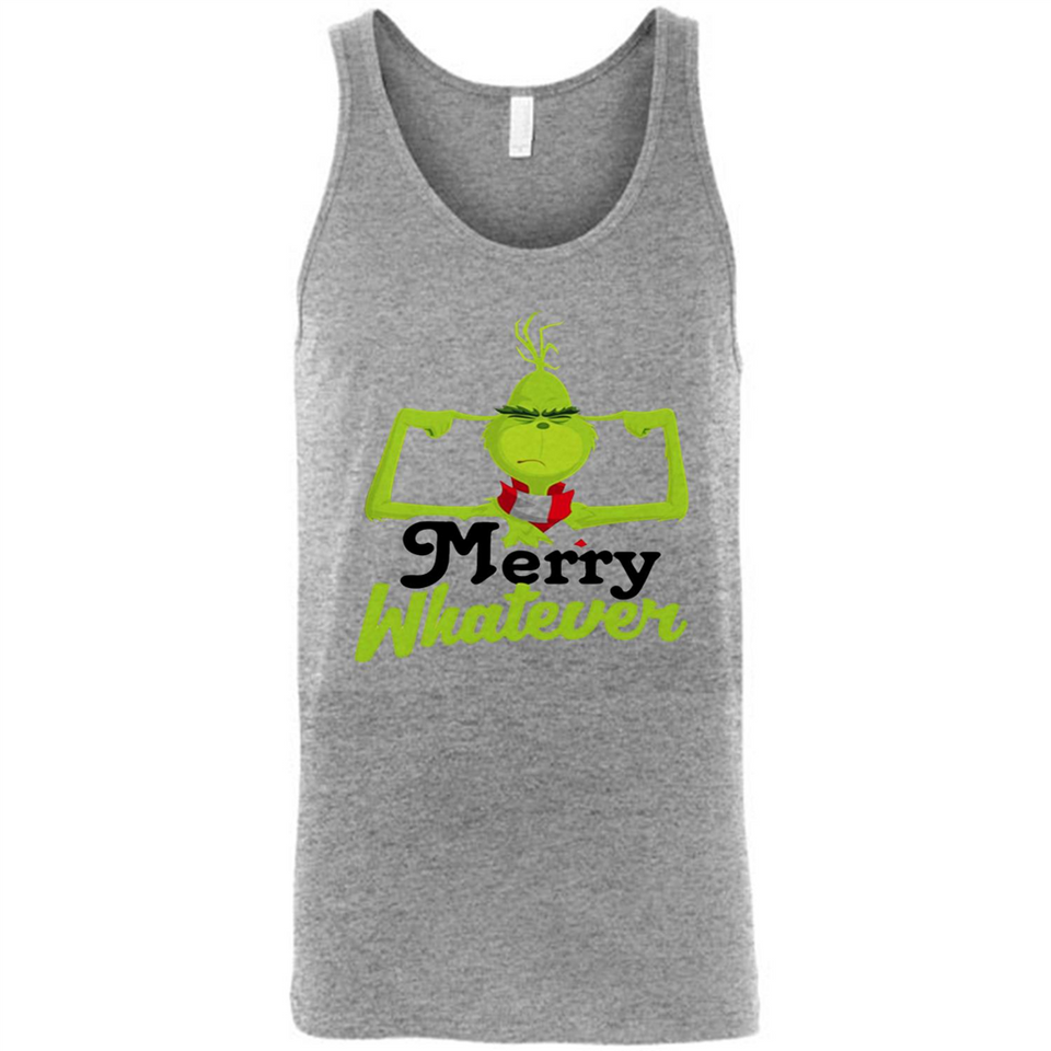 Grinch Merry Whatever Funny Christmas Sporty - Canvas Unisex Tank