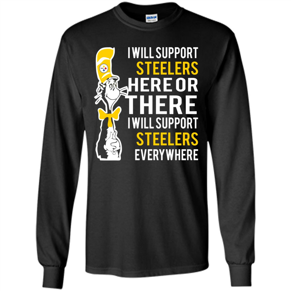 Shirt For Dr Seuss Cat And Pittsburgh Steelers Fans - Long Sleeve T-Shirt