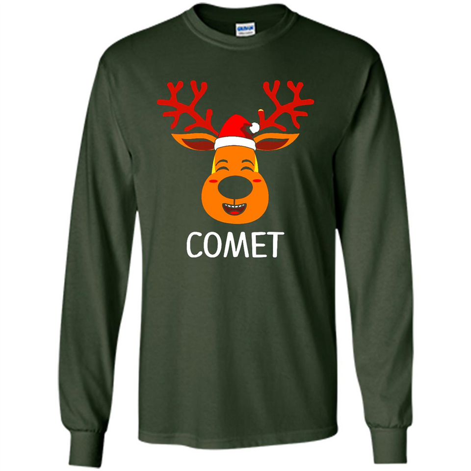 Comet Santa Claus Funny Xmas Holiday T-Shirt - Long Sleeve T-Shirt