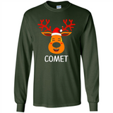 Comet Santa Claus Funny Xmas Holiday T-Shirt - Long Sleeve T-Shirt
