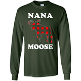 Nana Moose Funny Christmas Plaid Buffalo T-Shirt - Long Sleeve T-Shirt