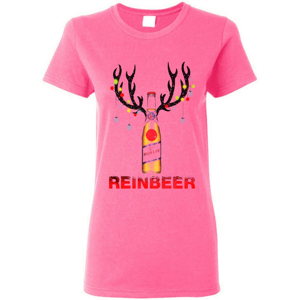 Miller High Life beer reinbeer Christmas - Ladies Short-Sleeve