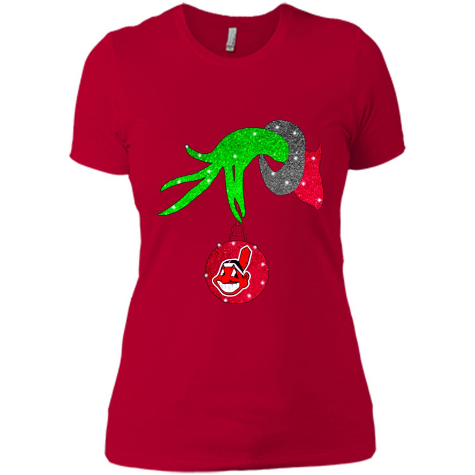 GRINCH HAND HOLDING CLEVELAND INDIANS GLITTER CHRISTMAS PINGPONG