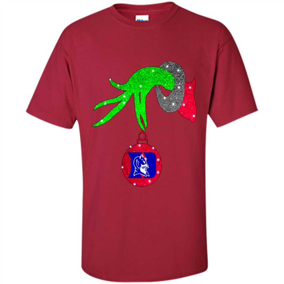 GRINCH HAND HOLDING DUKE BLUE DEVILS GLITTER CHRISTMAS PINGPONG