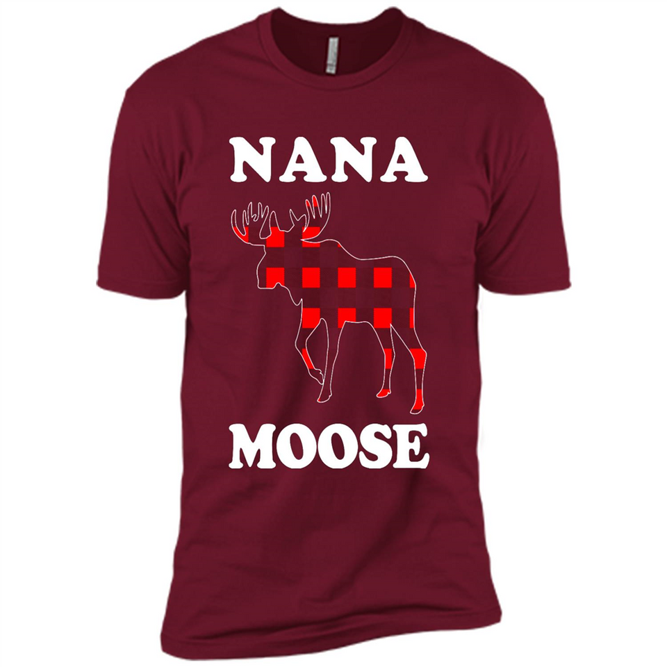 Nana Moose Funny Christmas Plaid Buffalo T-Shirt - Premium Short Sleeve T-Shirt