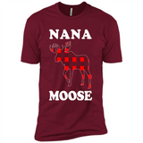 Nana Moose Funny Christmas Plaid Buffalo T-Shirt - Premium Short Sleeve T-Shirt
