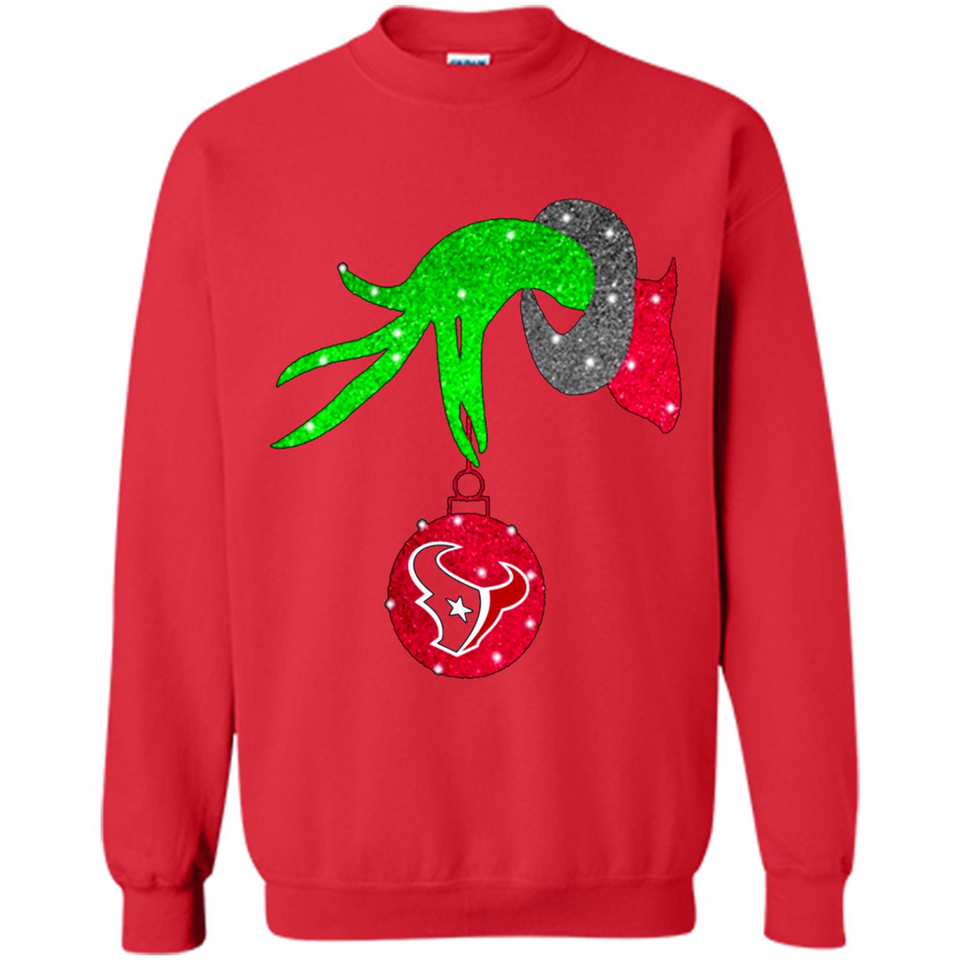 GRINCH HAND HOLDING HOUSTON TEXANS GLITTER CHRISTMAS PINGPONG