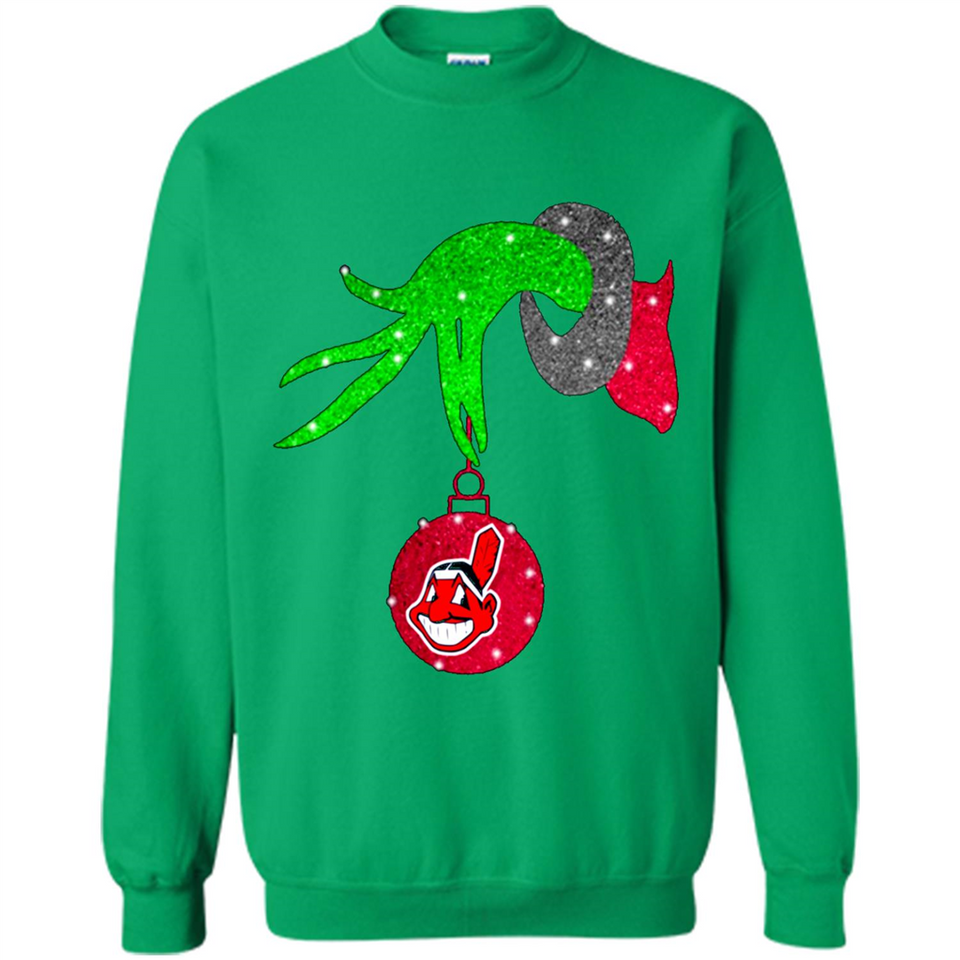 GRINCH HAND HOLDING CLEVELAND INDIANS GLITTER CHRISTMAS PINGPONG