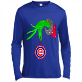 GRINCH HAND HOLDING CHICAGO CUBS GLITTER CHRISTMAS PINGPONG