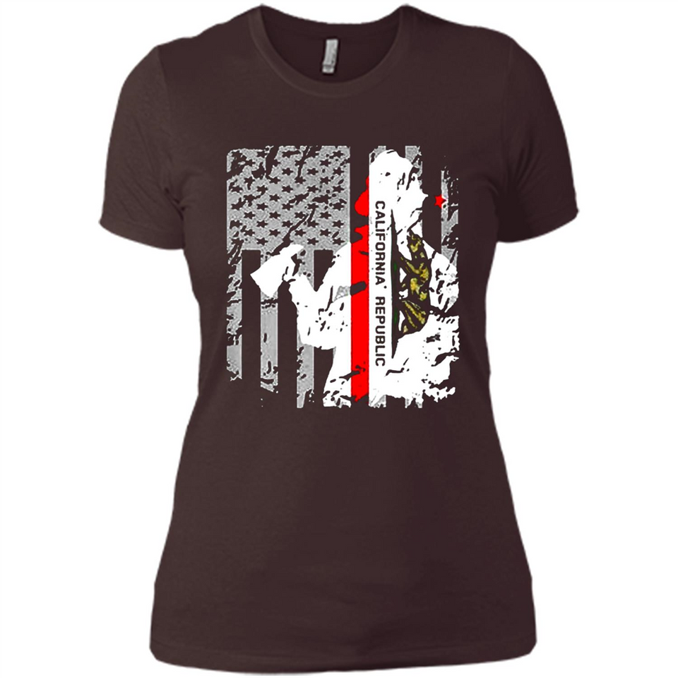 Paradise California Firefighter Thin Red Line Funds Youth T-Shirt PINGPONG - Ladies' Boyfriend T-Shirt