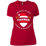 Be Nice to Farmer Santa Watching Christmas 1 - Ladies' Boyfriend T-Shirt