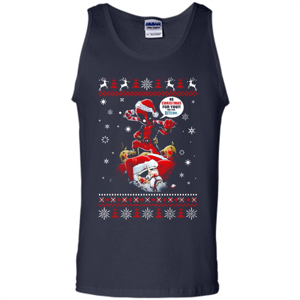No Christmas for You – Deadpool Santa Claus Ugly Sweater - Tank Top