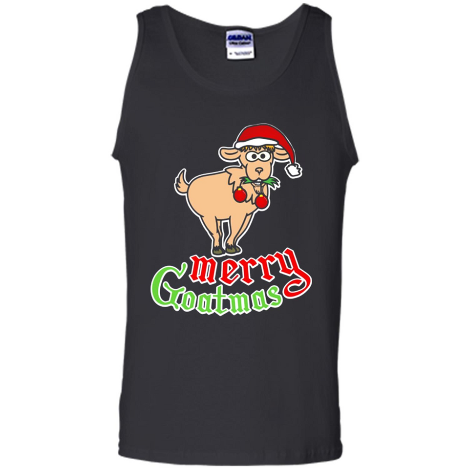 Christmas Merry Goatmas Goat Shirt Santa Hat - Tank Top