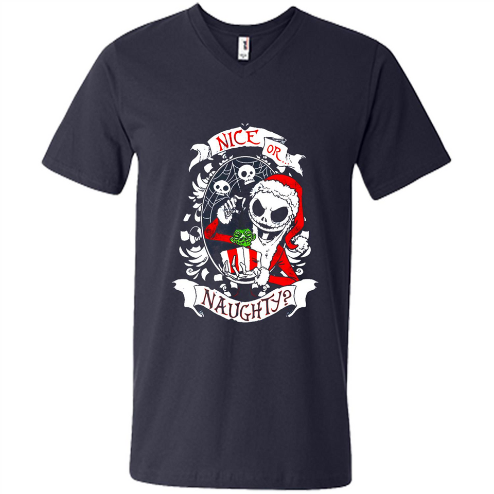 Christmas Shirt, Santa Nice Or Naughty Xmas - Men's V-Neck