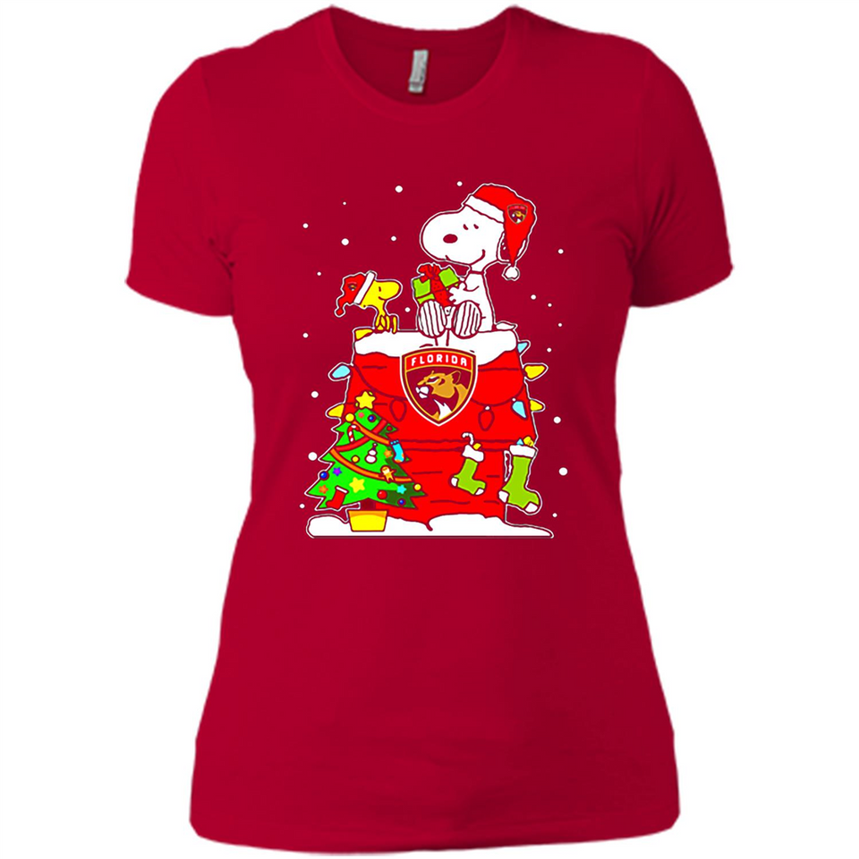 Florida Panthers Snoopy Ugly Christmas Sweaters - Ladies' Boyfriend T-Shirt