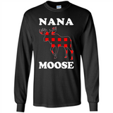 Nana Moose Funny Christmas Plaid Buffalo T-Shirt - Long Sleeve T-Shirt