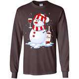 Cute Snowman drink Red Wine Christmas - Long Sleeve T-Shirt