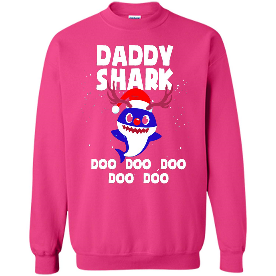 Daddy Shark Costume Reindeer Funny Christmas T-Shirt - Sweatshirt