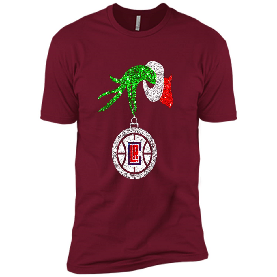 Amazing shirt Los Angeles Clippers Glitter Grinch Monogram Ornament Christmas Gift - Premium Short Sleeve T-Shirt