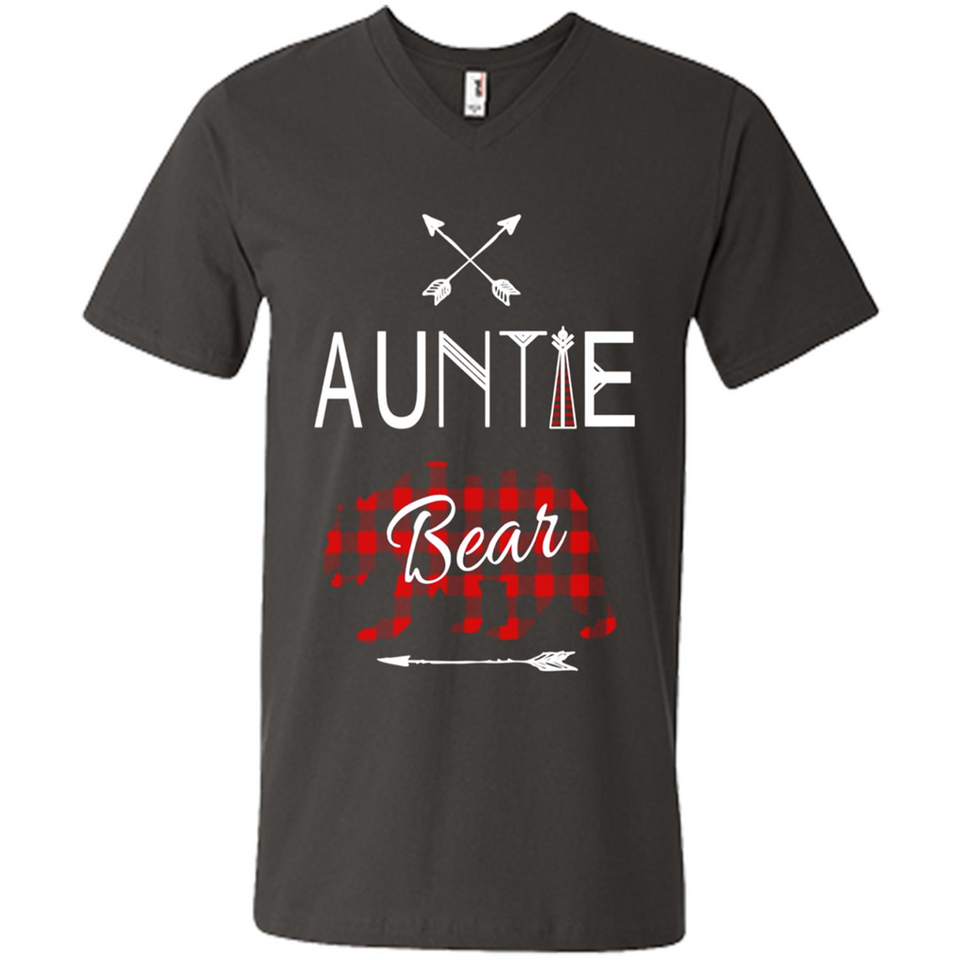 Aunt Shirt Buffalo Plaid Family Camp Bear Tee - Men's V-Neck
