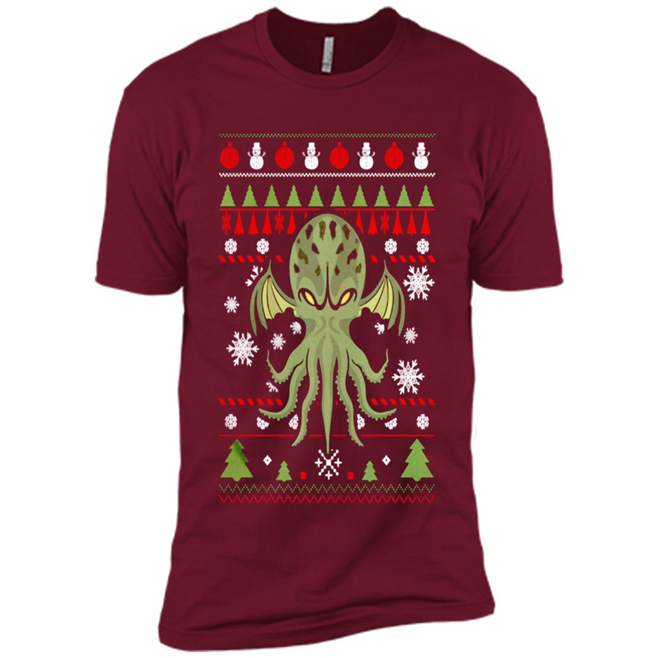 Octopus Ugly Sweater Christmas - Premium Short Sleeve T-Shirt