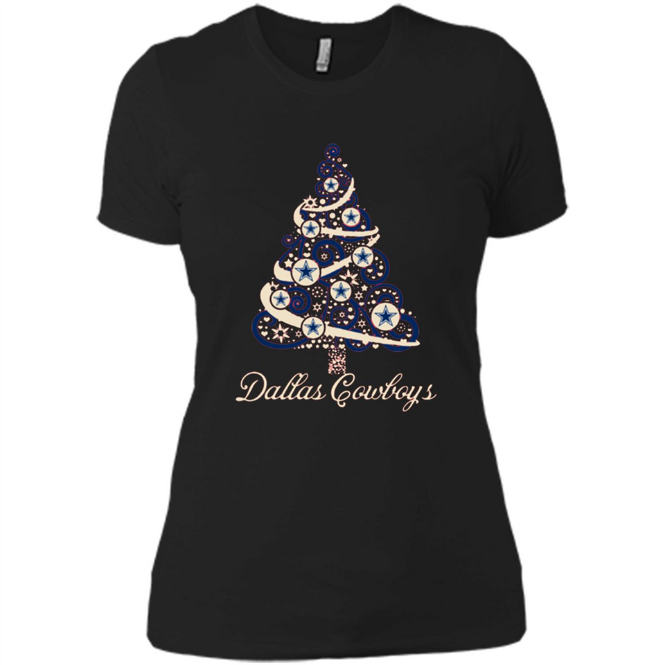 Dallas Cowboys NFL Football Team Logo Christmas Tree T-Shirt - Ladies' Boyfriend T-Shirt