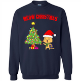 Meow merry christmas- cat and pine merry christmas - Sweatshirt