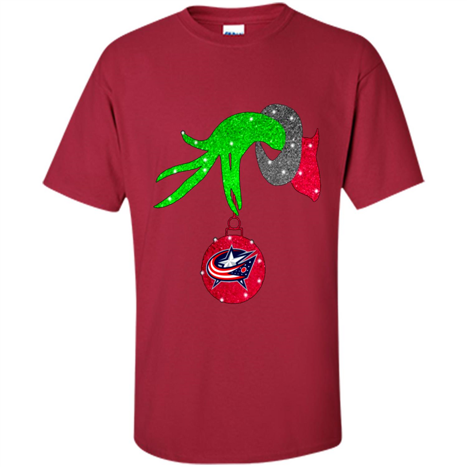 GRINCH HAND HOLDING COLUMBUS BLUE JACKETS GLITTER CHRISTMAS PINGPONG
