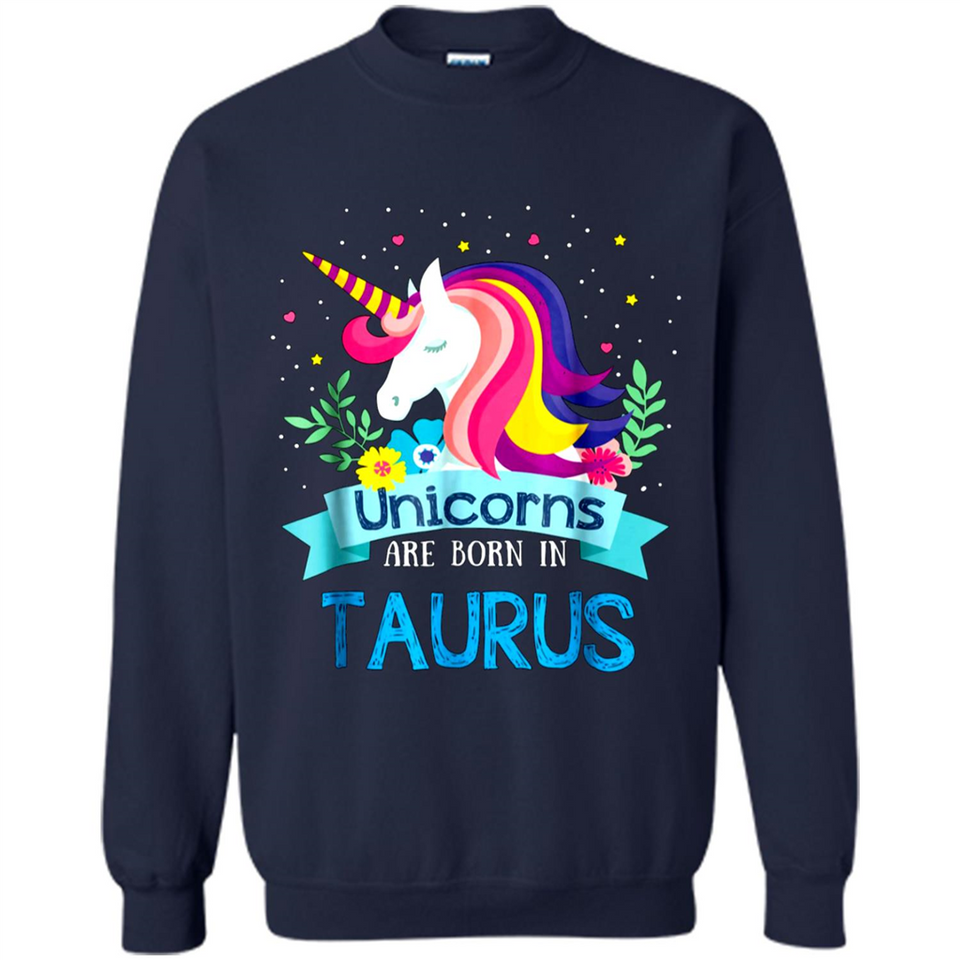 Unicorns are born in Taurus Birthday Rainbow Gift Ladies Custom