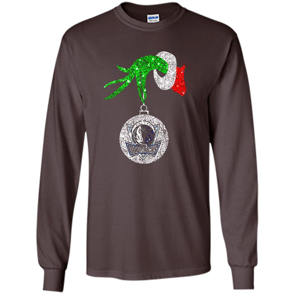Amazing Dallas Mavericks Glitter Grinch Monogram Ornament Christmas Gift - Long Sleeve T-Shirt
