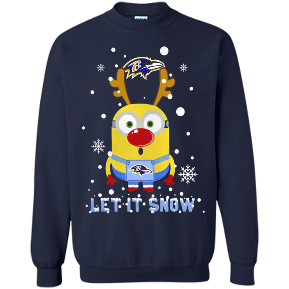 Minion Baltimore Ravens Ugly Christmas Sweater Let it Snow - Sweatshirt
