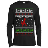 Dinosaur and Santa Ugly Christmas Sweater - Canvas Long Sleeve T-Shirt