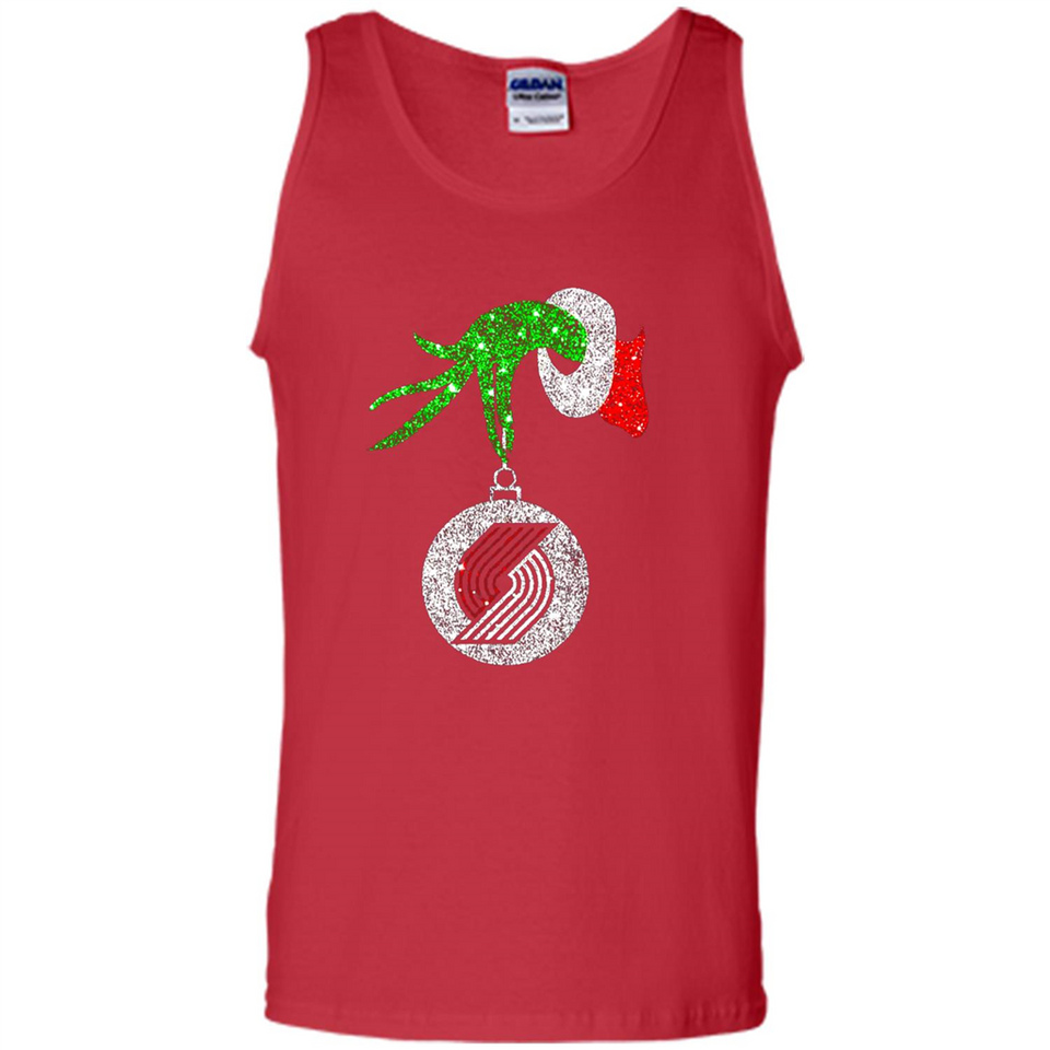 Amazing shirt Portland Trail Blazers Glitter Grinch Monogram Ornament Christmas - Tank Top
