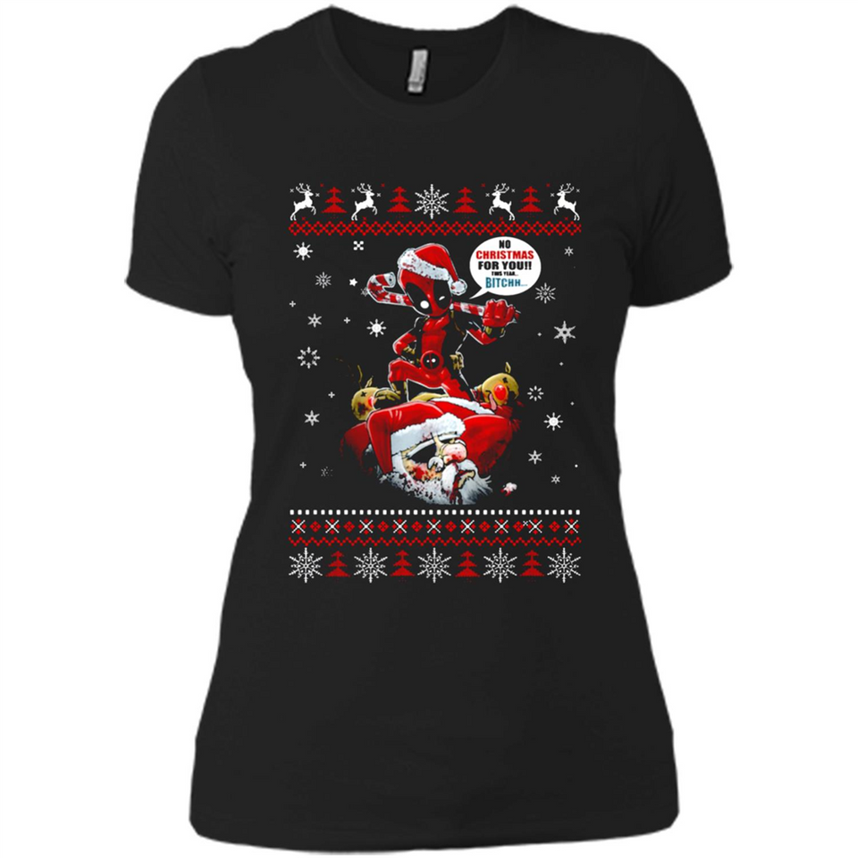 No Christmas for You – Deadpool Santa Claus Ugly Sweater - Ladies' Boyfriend T-Shirt