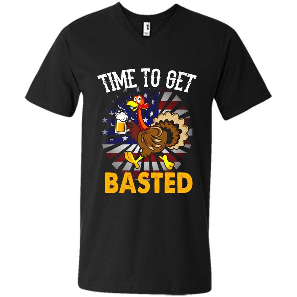 Time To Get Basted Funny Turkey Beer Thanksgiving - Men's V-Neck