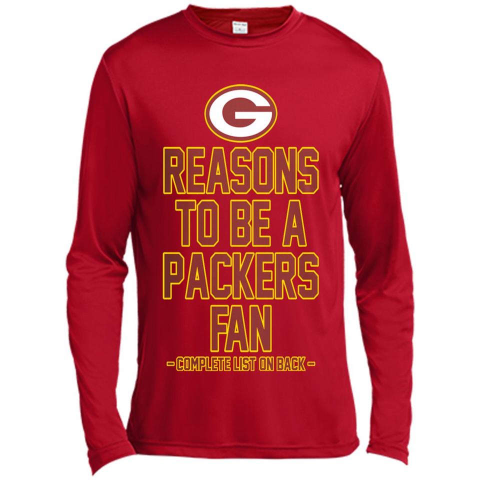 Reasons to be a Green Bay Packers Fan Complete List on Back - Canvas Long Sleeve T-Shirt