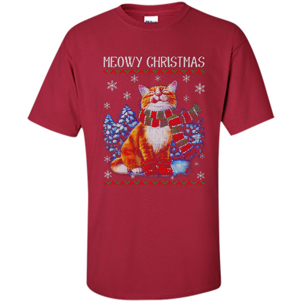 Christmas Ugly Sweater Cat With Christmas Meowy Chritstmas - Shirt