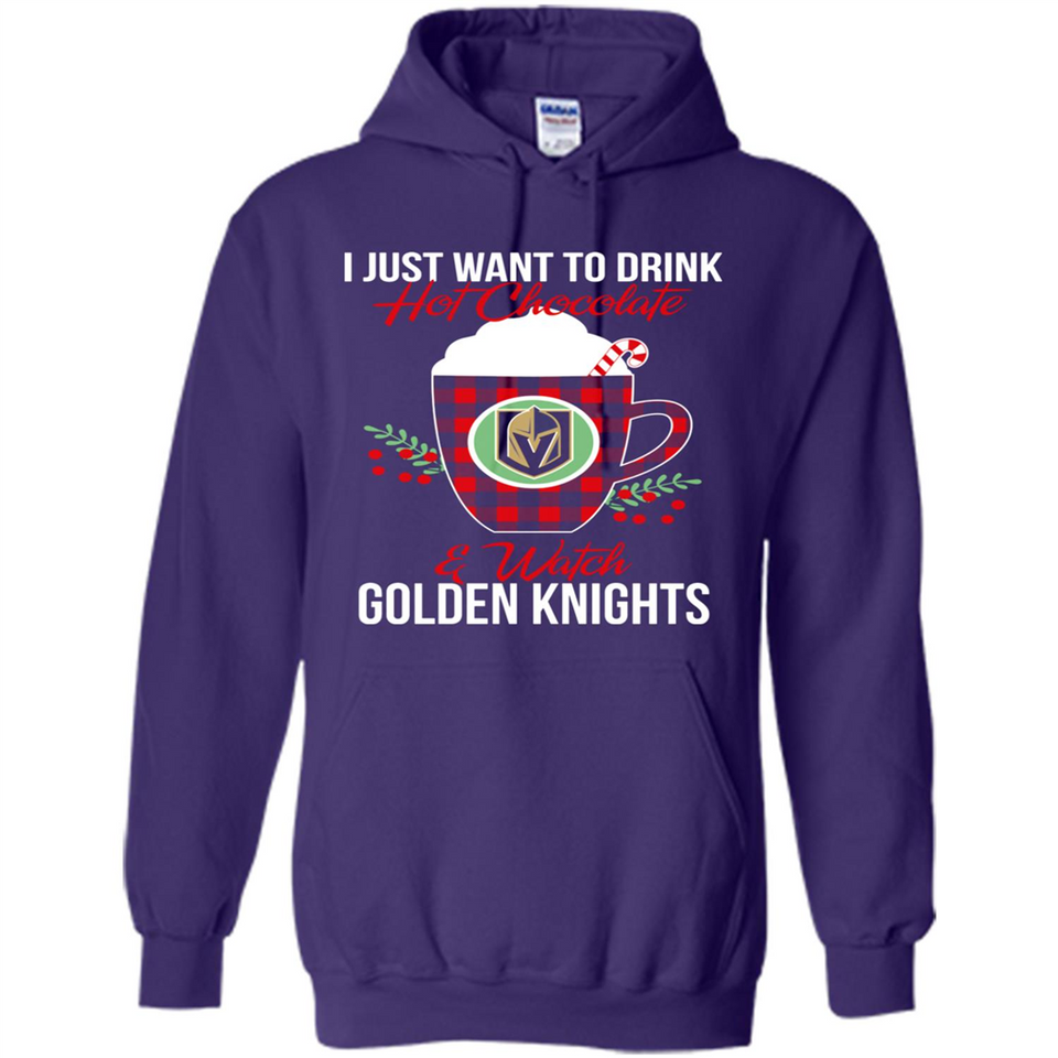I Just Want To Drink Hot Chocolate & Watch Vegas Golden Knights Ugly Christmas Sweater PINGPONG