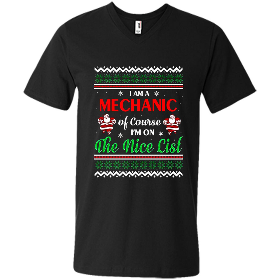 Funny Ugly Christmas T-Shirt Gift for Mechanic - Men's V-Neck