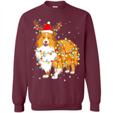 Christmas Lights Shetland Sheepdog Wearing Santa Hat Funny Xmas - Sweatshirt