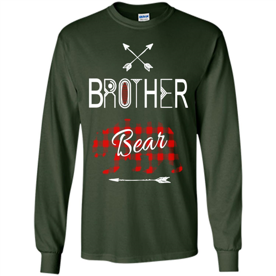 Brother Shirt Buffalo Plaid Family Camping Bear Tee - Long Sleeve T-Shirt