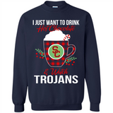 I Just Want To Drink Hot Chocolate & Watch USC Trojans Ugly Christmas Sweater PINGPONG