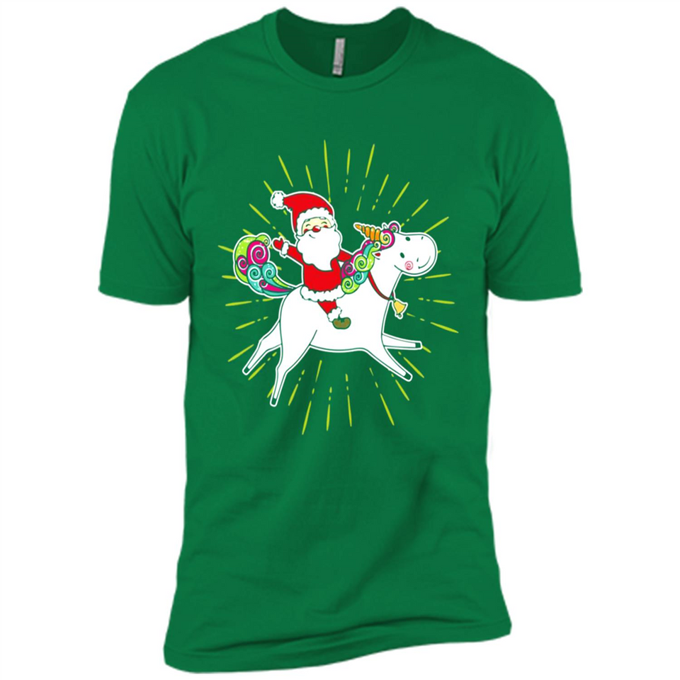 Unicorn And Santa Christmas - Premium Short Sleeve T-Shirt
