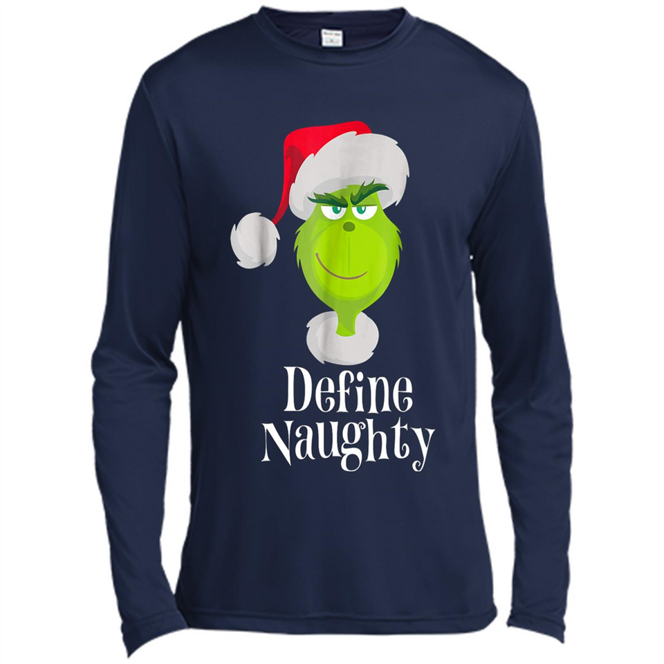 Santa Grinch Define Naughty Christmas Sweatshirt - Canvas Long Sleeve T-Shirt