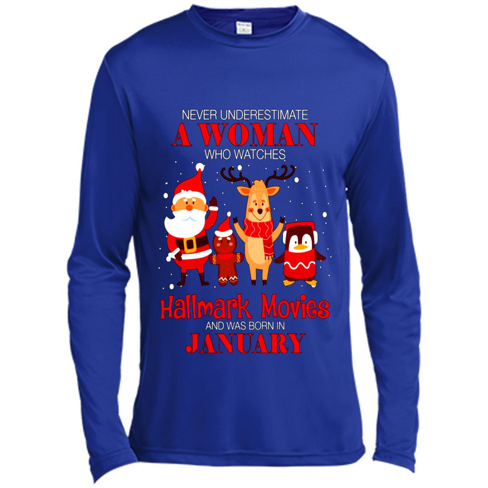 Never Underestimate A January Woman Watches Hallmark Movies Sweatshirt PINGPONG