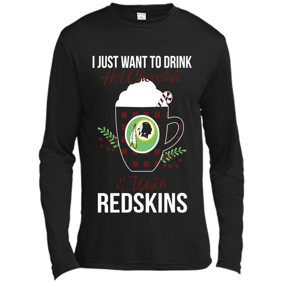 I Just Want To Drink Hot Chocolate & Watch Washington Redskins Ugly Christmas Sweater PINGPONG